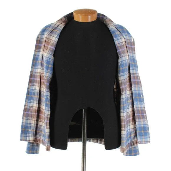 Tintoria Mattei NWT Cotton Overshirt Size Medium In Blue w/ Multicolor Plaid